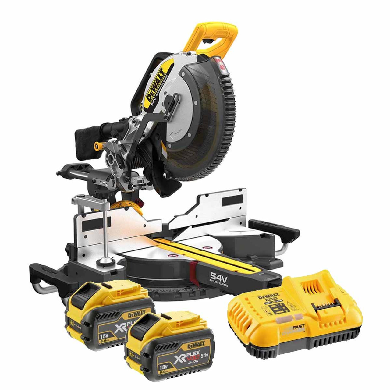 DeWalt 54V XR Flexvolt Brushless 305mm Mitre Saw with 2x 9.0Ah Batteries