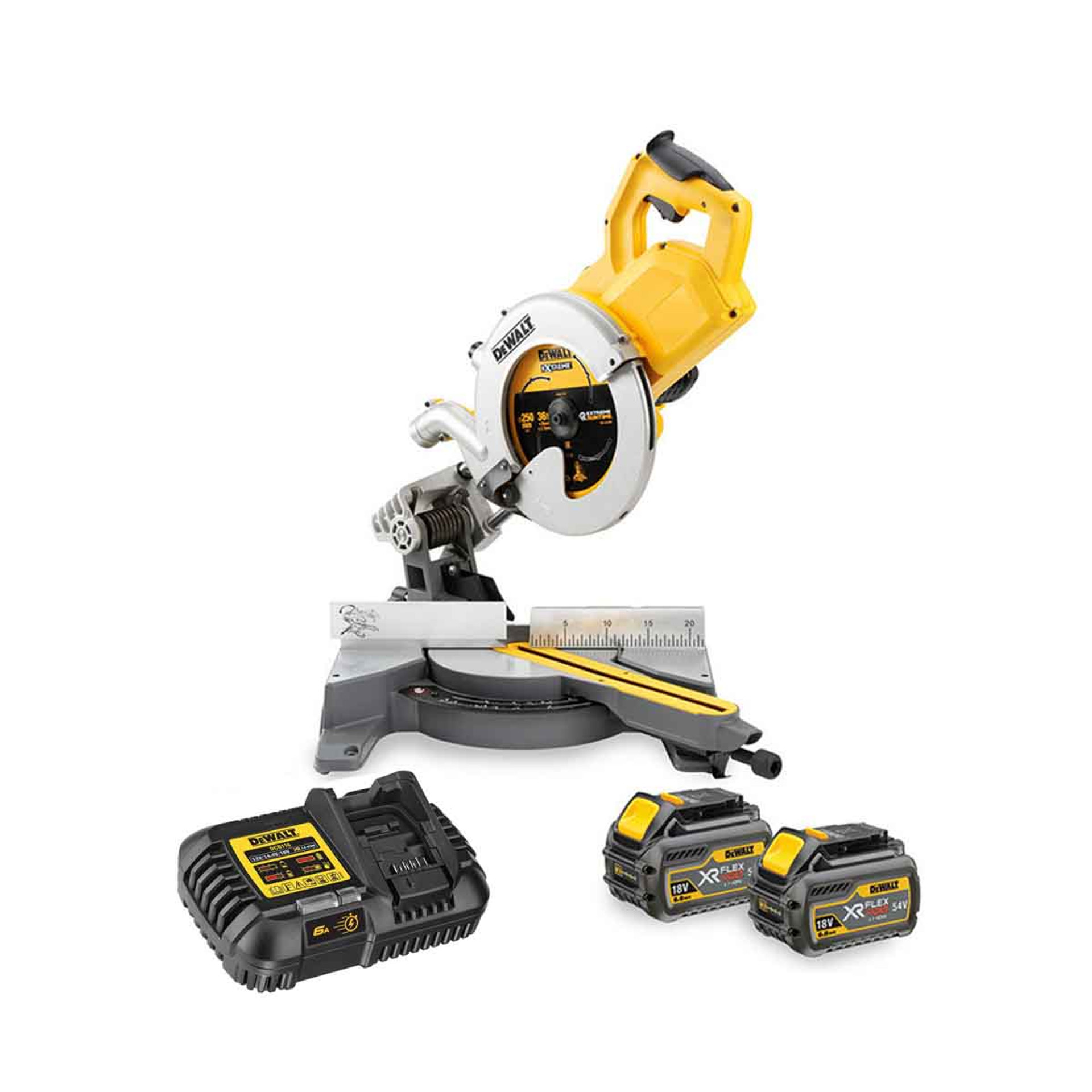 DeWalt 54V XR Flexvolt 216mm Mitre Saw with 2 x 6.0Ah Batteries