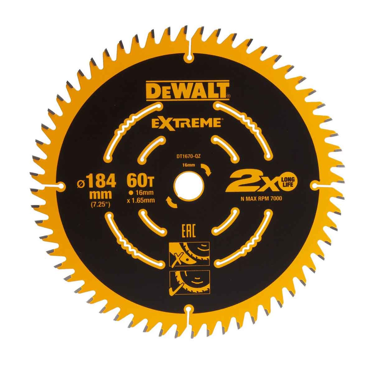 DeWalt Elite Series Circular Saw Blade 184mm x 16mm 60T