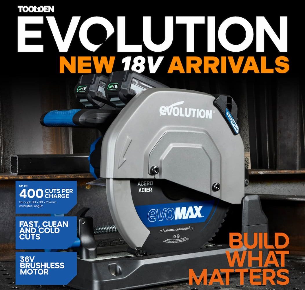 Evolution S355CPS-LI Twin 18V 355mm Metal-Cutting Chop Saw