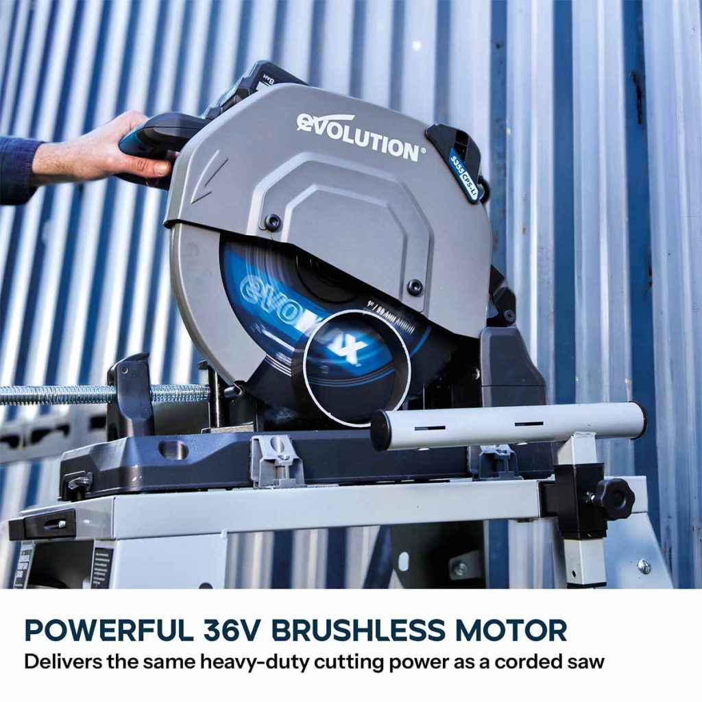 Evolution S355CPS-LI Twin 18V 355mm Metal-Cutting Chop Saw